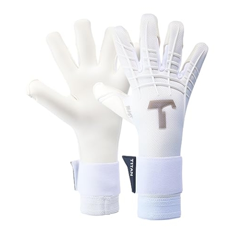 T1TAN White Beast 3.0 - Torwarthandschuhe ohne Fingerschutz - Fußballhandschuhe für Jugendliche & Erwachsene, Unisex - Hybrid Flat Cut und 4mm Gecko Grip - Gr. 9