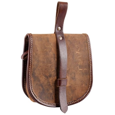 Battle-Merchant – Tasche Sindri aus Fettleder – Mittelalter Gürteltasche – kleine Ledertasche – LARP, Cosplay