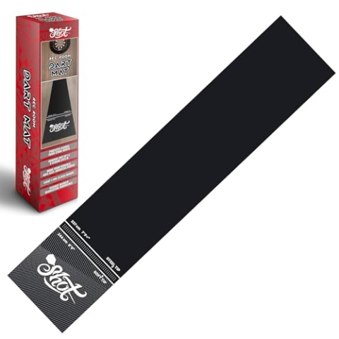 Shot Darts Rec Room Dartmatte – Professionelle Oche Matte, rutschfester & stoßdämpfender Bodenschutz – kein Aufrollen, kein Geruch – 2,7 m 25,4 cm x 0,6 m, Schwarz (1,5 kg)
