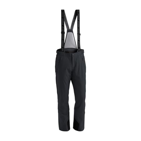 Maier Sports Anton 2, Herren Skihose, Wasserdichte Schneehose mit Hosenträgern, Stretchmaterial und verstellbarer Bund, PFC-frei, mTHERM Wattierung & mTEX Wetterschutz, Schwarz, Gr. 27 (W40/L31)