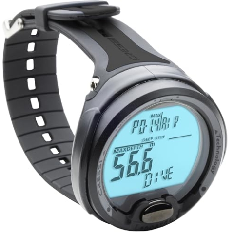 CRESSI Leonardo Tauchcomputer – Luft/Nitrox & Gauge-Modus – Ein-Knopf-Bedienung, Hochkontrast-Display – 120m wasserdicht, Benutzerwechselbare Batterie, Deep Stop, CNS O₂ Indikator
