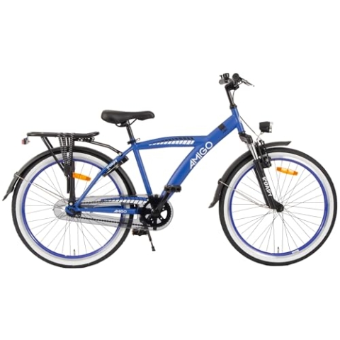 AMIGO Roady Fahrrad 24 Zoll - Kinderfahrrad für Jungen - Rücktrittbremse und V-Brake - Blau