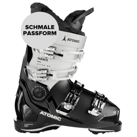 ATOMIC HAWX ULTRA 85 W GW Skischuhe - Größe 26/26.5 - Damen-Skischuh in Schwarz / Weiß - Boots mit 3D Knöchel & Ferse für anatomische Passform - Schmale Skistiefel mit 98 mm Passform