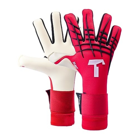 T1TAN Red Beast 3.0 - Torwarthandschuhe ohne Fingerschutz - Fußballhandschuhe für Jugendliche & Erwachsene, Unisex - Negative Cut und 4mm Gecko Grip - Gr. 9