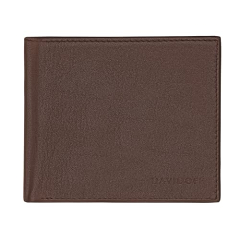 DAVIDOFF Essentials Herren Geldbörse Braun – Elegante kleine Brieftasche aus feinem Leder – edles Herren Portemonnaie mit 3 Steckfächern, 2 Taschen und Münzfach