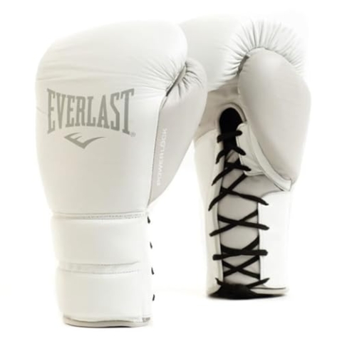 Everlast Unisex - Erwachsene Boxhandschuhe Powerlock 2 Pro Lace Trainingshandschuh, Weiß, 12oz