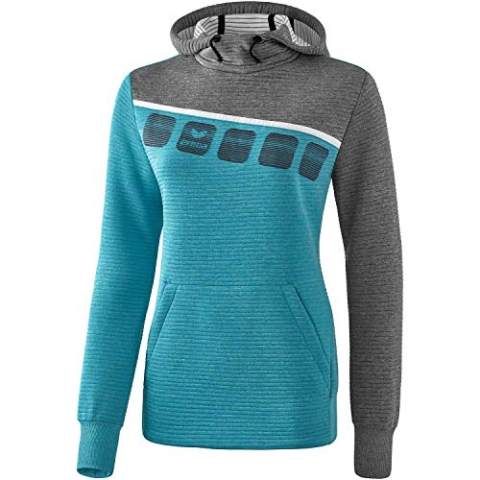 Erima 5-C Kapuzensweat Damen BlauGrauWeiss, 36 Damen