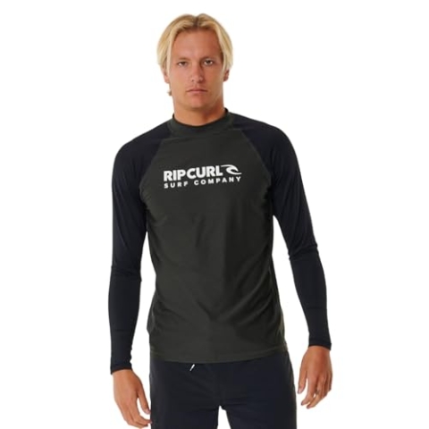 Rip Curl 2024 Mens Schock UV Langarm Rash Vest 146MRV - Black Marle