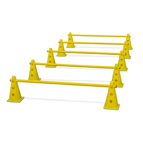 HAEST Steckhürdenset - Fussball Trainingszubehör, Agility Set Hunde, Pferde Zubehör, Pylonen und Stangen für Koordinationstraining - Gelb, Kegel