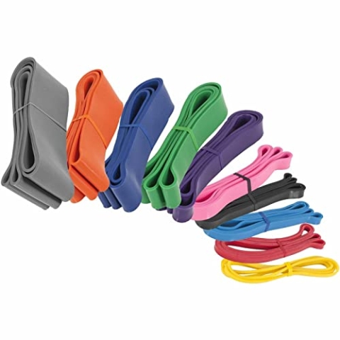 GORILLA SPORTS® Fitnessbänder - Einzeln/Set, 10 Verschiedenen Stärken, Rutschfeste, Elastische, Naturlatex - Widerstandsbänder, Resistance Band, Gymnastikband, Trainingsband, für Pilates, Yoga, Physio