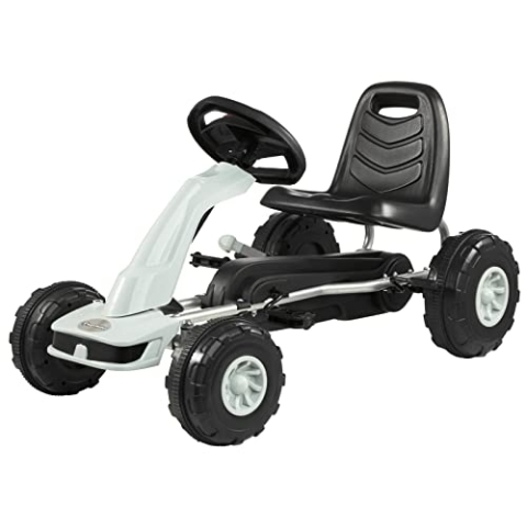HyperMotion Go-Kart für Kinder ab 3 Jahren, Tretauto Jungen und Mädchen, Fahren: Vorne und Hinten, Doppelte Handbremse, Kinderfahrrad wie EIN Auto, 4 Räder Metall + Kunststoff, Grau