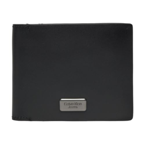 Calvin Klein INST PLAQUE BIFOLD W/COIN, Nun, Schwarz, Taglia Unica, Klassisch