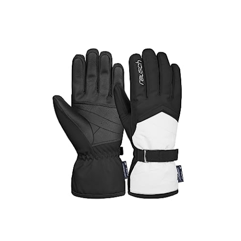 Reusch Moni R-TEX XT warme, wasserdichte, Winddichte und atmungsaktive Winterhandschuhe Fingerhandschuhe Skihandschuhe für Damen für ungehinderte Bewegungsfreiheit, schwarz/weiß, 6