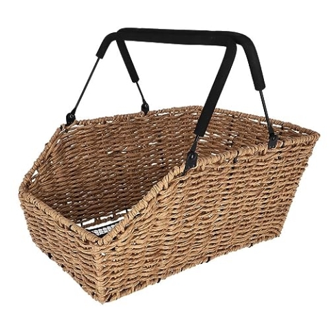 Basil B.V. Unisex – Erwachsene Cento Rattan Look MIK Fahrradkörbe, Silber, 47x34x26,5cm