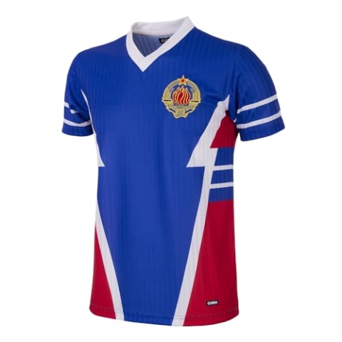 COPA Herren Yugoslavia 1990 Retro Fußball V Ausschnitt T-Shirt Blau M UK