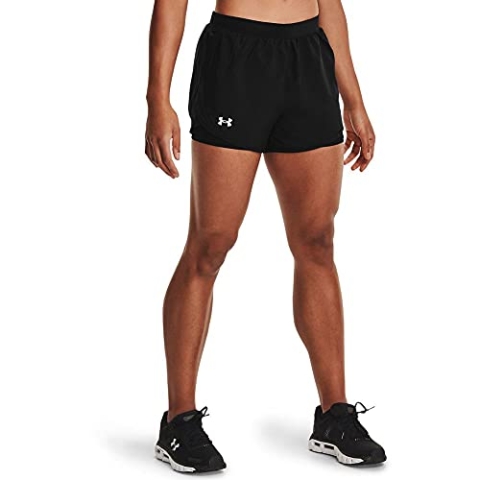 Under Armour Damen Kurz Fly by 2.0 2-In-1-Shorts, Black/Reflective (001), L, 1356200-001