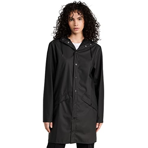 RAINS Unisex Lange wasserdichte Jacke, 01 Schwarz, S