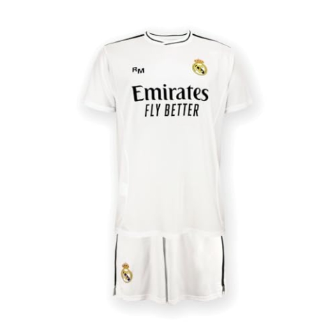 Real Madrid Home Kit Trikot und Shorts Saison 24/25, Weiß, 12 Years, Replik Shirt Mit Offizieller Lizenz