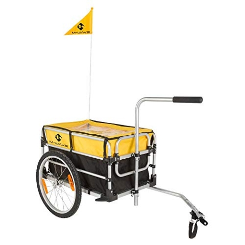 M-Wave Stalwart Carry Fold 1, Faltbarer Gepäckfahrradanhänger, Fahrradanhänger, Lastenanhänger, Transportanhänger, Gepäckanhänger, mit Tasche, Tragkraft 45 kg, Falt-Gepäck-Fahrradanhänger