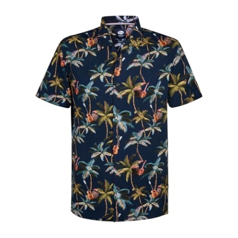 Petrol Industries, Men Shirt Short Sleeve AOP, M-1050-SIS441, Navy Blue, L