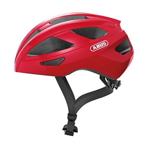 ABUS Rennradhelm Macator - sportiver Fahrradhelm für Einsteiger - auch für Zopfträger/-innen - für Damen und Herren - Rot, Größe S