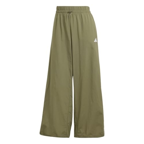 adidas Damen Essentials 3-Stripes Lifestyle Woven Parachute Pants, Olive Strata/White, XS