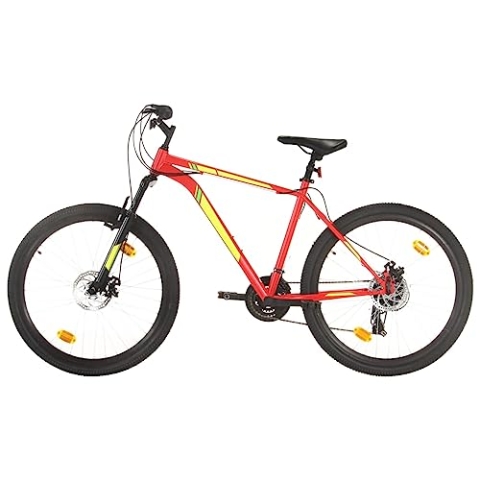 vidaXL Mountainbike 21 Gang 27,5 Zoll Rad mit Scheibenbremsen Schnellspann-Sattelstützenklemme Fahrrad Sportfahrrad 42cm Rot