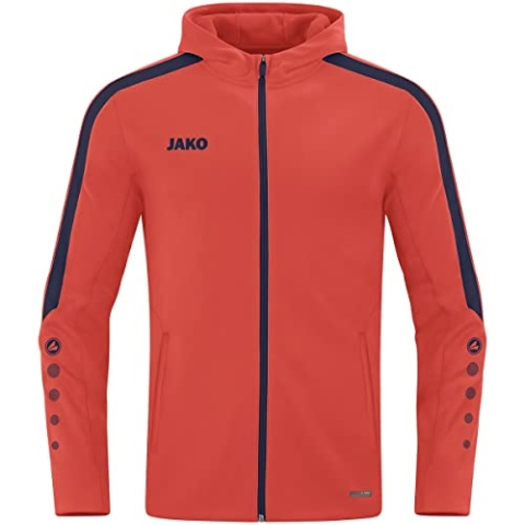 JAKO Kinder Kapuzenjacke Power, Flame/Marine, 140