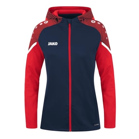 JAKO Damen Kapuzenjacke Performance, Marine/Rot, 38