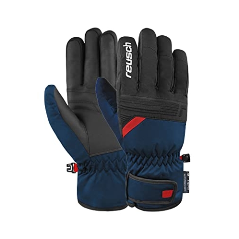 Reusch Baldo R-TEX® XT Winddichte, wasserdichte, atmungsaktive und warme Unisex Winterhandschuhe Fingerhandschuhe Schneehandschuhe Skihandschuhe für Damen und Herren, blau-rot, 10