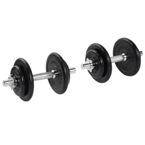 GORILLA SPORTS® Kurzhantelset - 20kg /30kg, 30mm, Gusseisen Hantelscheiben, 2 Kurzhantelstangen, 4 Sternverschlüssen, Gerändelt, Gummiert - Kurzhanteln 2er Set, Hantelstange, Gewichte, Gewichtheben