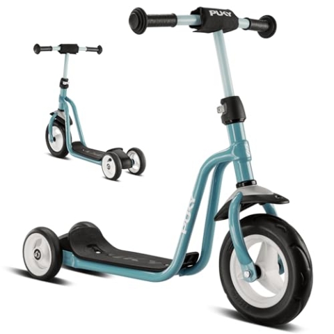 PUKY R1 Scooter | Sicherer Roller für Kinder ab 2 Jahren | Rutschfestes Trittbrett | Höhenverstellbarer Lenker | Top Fahrrad-Alternative | Blau