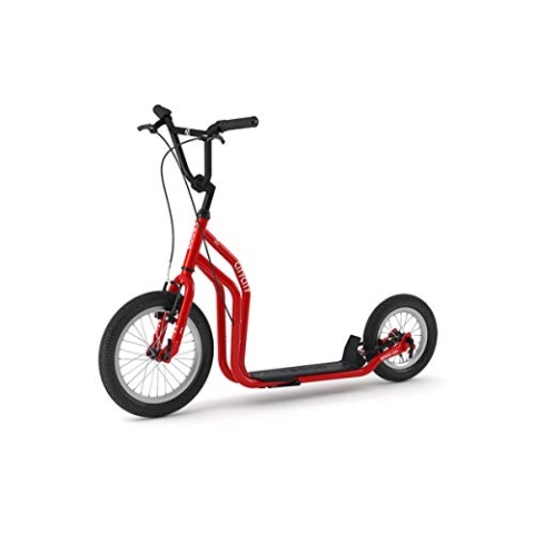 YEDOO City Tretroller - ab 140 cm Körperhöhe, bis 120 kg, mit Luftreifen 16/12 - Cityroller für Erwachsene und Kinder mit verstellbarem Lenker und Ständer, rot