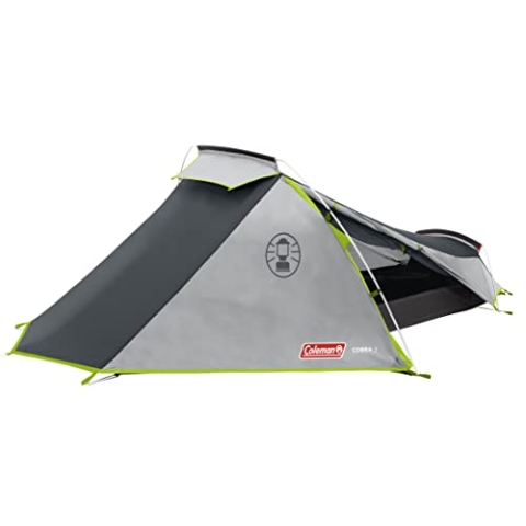 Coleman Cobra, ultraleichtes kompaktes 2 Mann Zelt, 2 Personen Wanderzelt, 100% wasserdicht, eingenähte Bodenplane, Trekkingzelt mit Aluminiumstangen, schneller Aufbau, Grau/Grün, Einheitsgröße