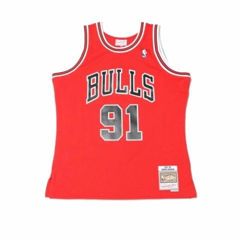 Mitchell & Ness NBA Swingman Road Jersey Chicago Bulls 97 Dennis Rodman Red, XL