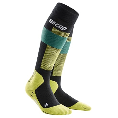 CEP - SKIING MERINO COMPRESSION SOCKS für Herren | Ski Sport Merino Socken mit Kompression und perfektem Fußklima dank Merino Wolle | Grün | Größe V | XL