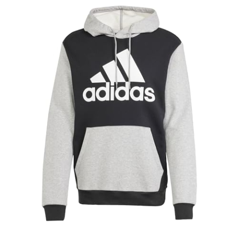 adidas Herren Essentials Fleece Big Logo Hoodie Kapuzensweat, Black/Medium Grey Heather, XL
