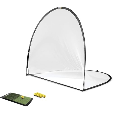 SKLZ Unisex-Adult Home Golf Driving Range Kit mit Netz, Golfbällen, Startrampe und Abschlägen, Schwarz/Gelb, 1 Size