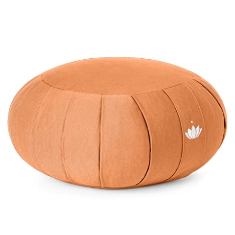 Lotuscrafts Zafu Meditationskissen Yogakissen Zen - Sitzhöhe 15cm - Yoga Zafukissen mit Dinkelfüllung - Waschbarer Bezug aus Bio-Baumwolle - GOTS Zertifiziert - Mit Bestickung