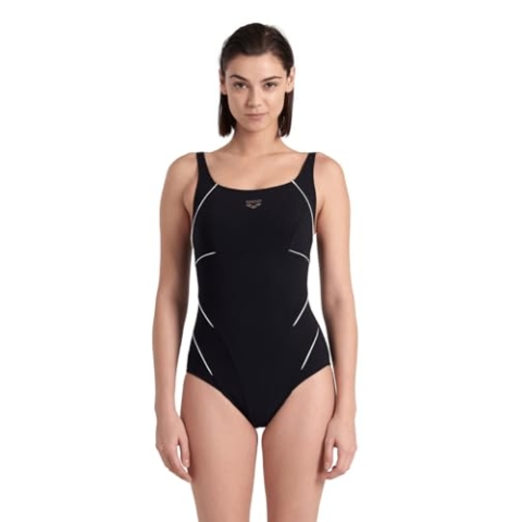 Arena Damen Jewel R One Piece Swimsuit, Black-White, 42 EU