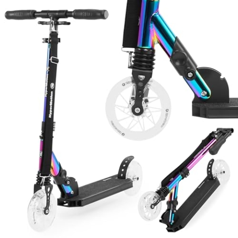 HyperMotion Holo Majestic Kinderroller - Faltbarer Scooter mit Stoßdämpfer, ABEC-7-Lager, 74-88 cm verstellbar, bis 100 kg - Für Kinder ab 7+ & Jugendliche