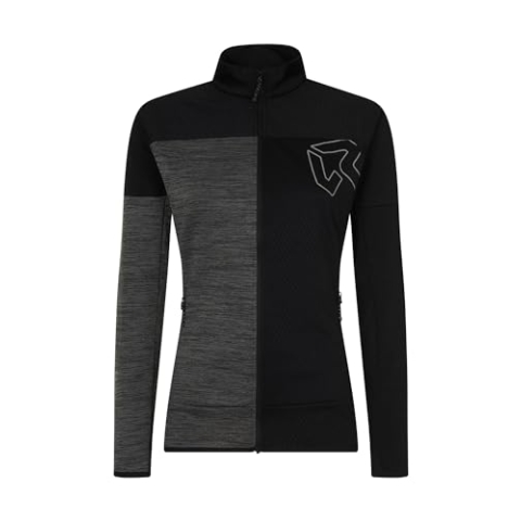 Rock Experience REWC02331-C142 Kobra Mock Neck FZ Woman Fleece Sweatshirt Damen 0208(Caviar)+O014(Grey Melange) L