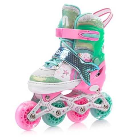 meteor LED Inliner für Kinder Perfekt für erste Fahrversuche - Verstellbare Kinderinliner mit Bequemen Schuhen und Leuchtrollen - Volle Action auf Rollen mit coolen Leuchtdingern!