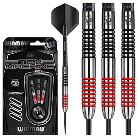 WINMAU Ton Machine 24g Profi Wolfram Steeltip Dartpfeile Set mit Flights und Schäfte
