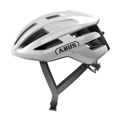 ABUS Rennradhelm PowerDome - leichter Fahrradhelm mit cleverem Belüftungssystem und aerodynamischem Profil - Made in Italy - für Damen und Herren - Weiß Glänzend, Größe L
