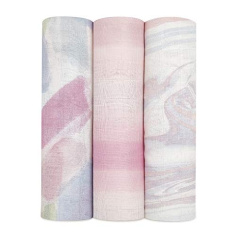 aden + anais Silky Soft Musselin-Pucktücher, Decken für Neugeborene Mädchen & Jungen, Baby & Kleinkind Wickeltücher Set aus Bambus Viskose, 120x120cm, 3er Pack, Florentine