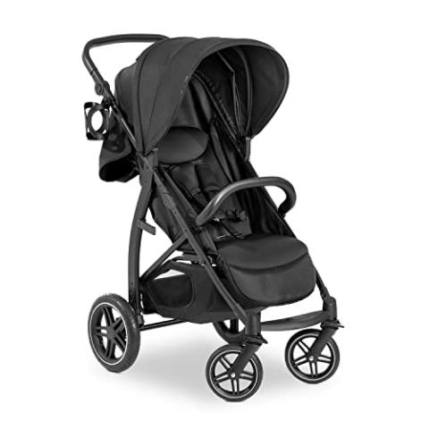 hauck Rapid 4D Air, Schwarz - Kinderbuggy mit Luftreifen und Liegefunktion ab Geburt bis 22 kg - UV Schutz 50+ - Klein Zusammenklappbar - Höhenverstellbarer Schieber mit Getränkehalter