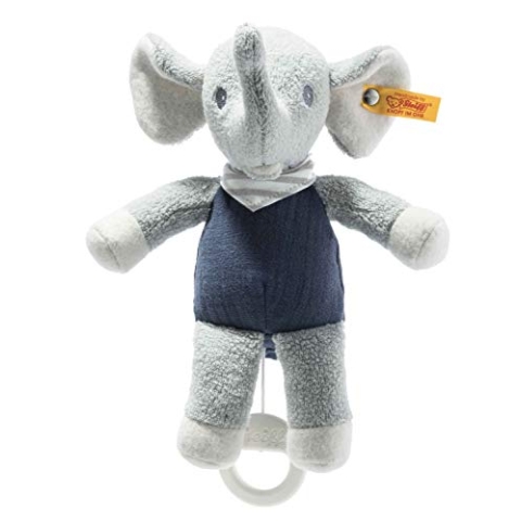Steiff Kuscheltier Eliot Elefant Spieluhr, Süßes Stofftier, Jungen, Mädchen & Babys ab 0 Monaten, Spielzeug 22 cm, Grau, 242410