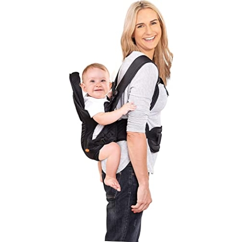 Dreambaby Manhattan 3-in-1-Position Babytrage – IHDI zugelassene Hüftgesundheit – Neugeborene und Kleinkinder bis 15 kg – passend für die meisten Erwachsenengrößen – Schwarz – Modell G296