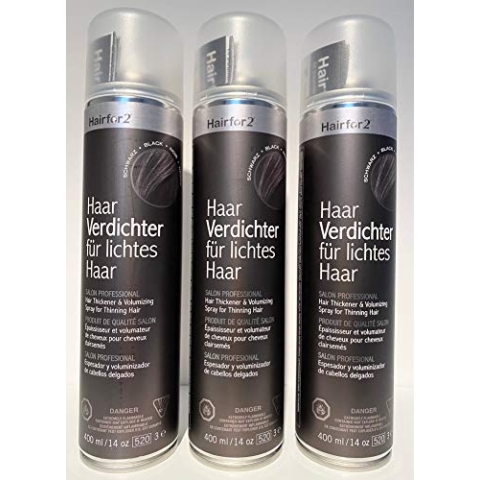 Vorratsangebot! 3 Jumbo-Dosen Hairfor2 Haarverdichtungsspray 400ml (dunkelbraun)